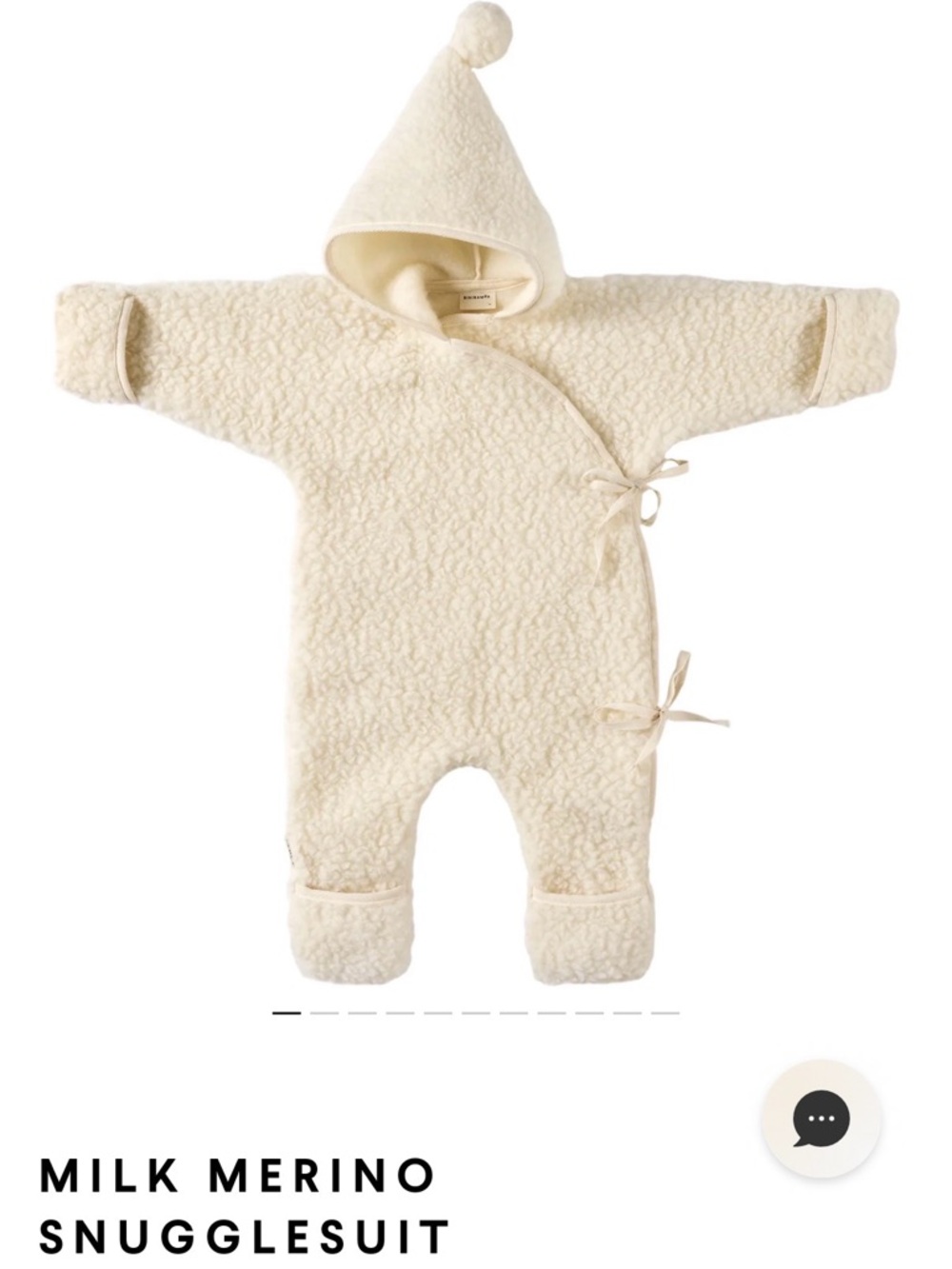 Binibamba Milk Merino Snugglesuit Cream Sherpa One-Piece with Hood